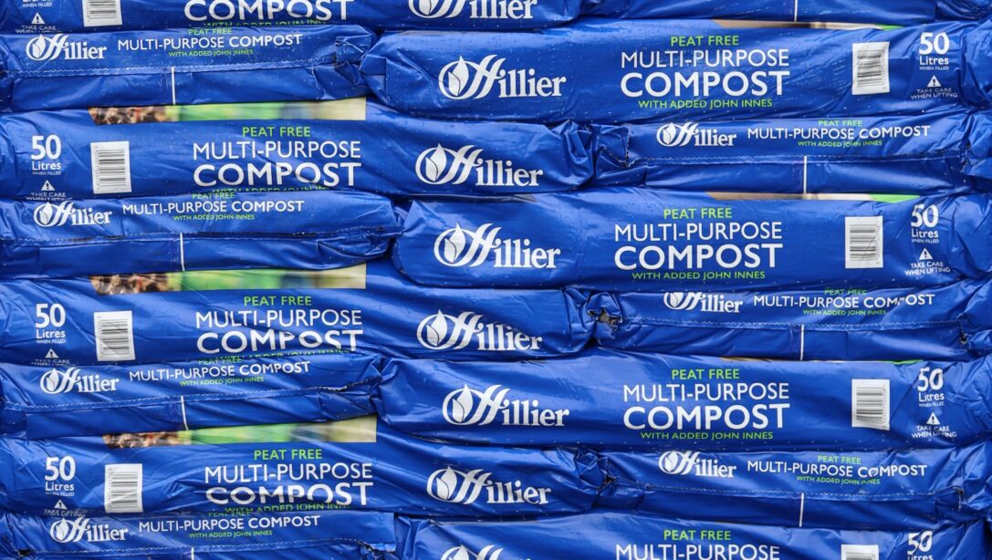 Stacked Hillier Multi Purpose Peat Free Compost Bags Close Up Side View