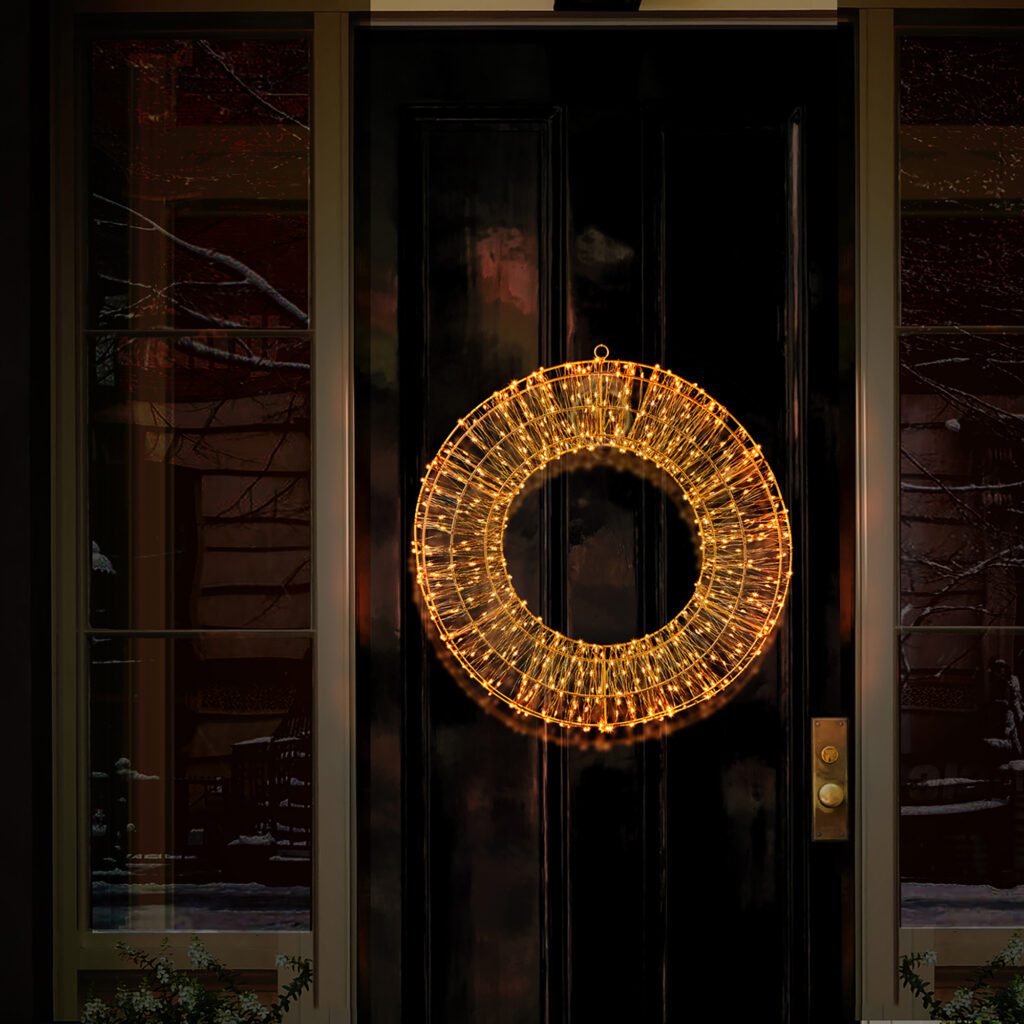 45cm Rose Gold Christmas Wreath with 600 Twinkling Warm White LEDs 5053844352366 2