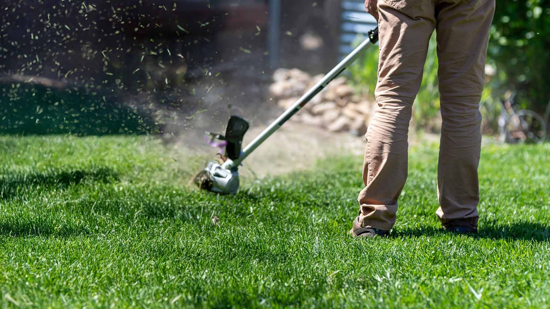 lawn edging with a grass strimmer no bush