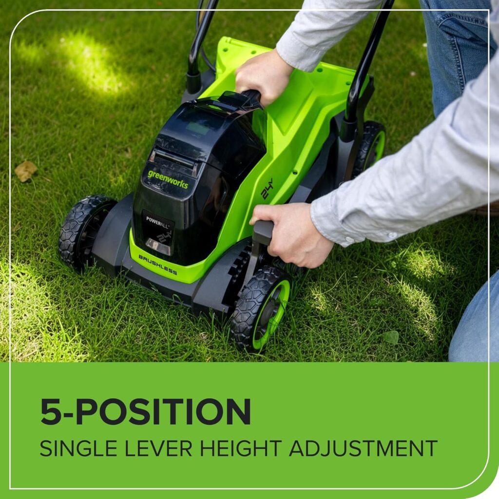 Greenworks 24V 33cm Cordless Brushless Lawnmower (4AH Battery & 2A Charger) 0195526201366