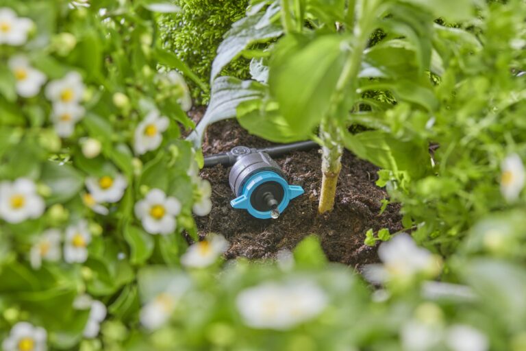 gardena micro drip system in foliage