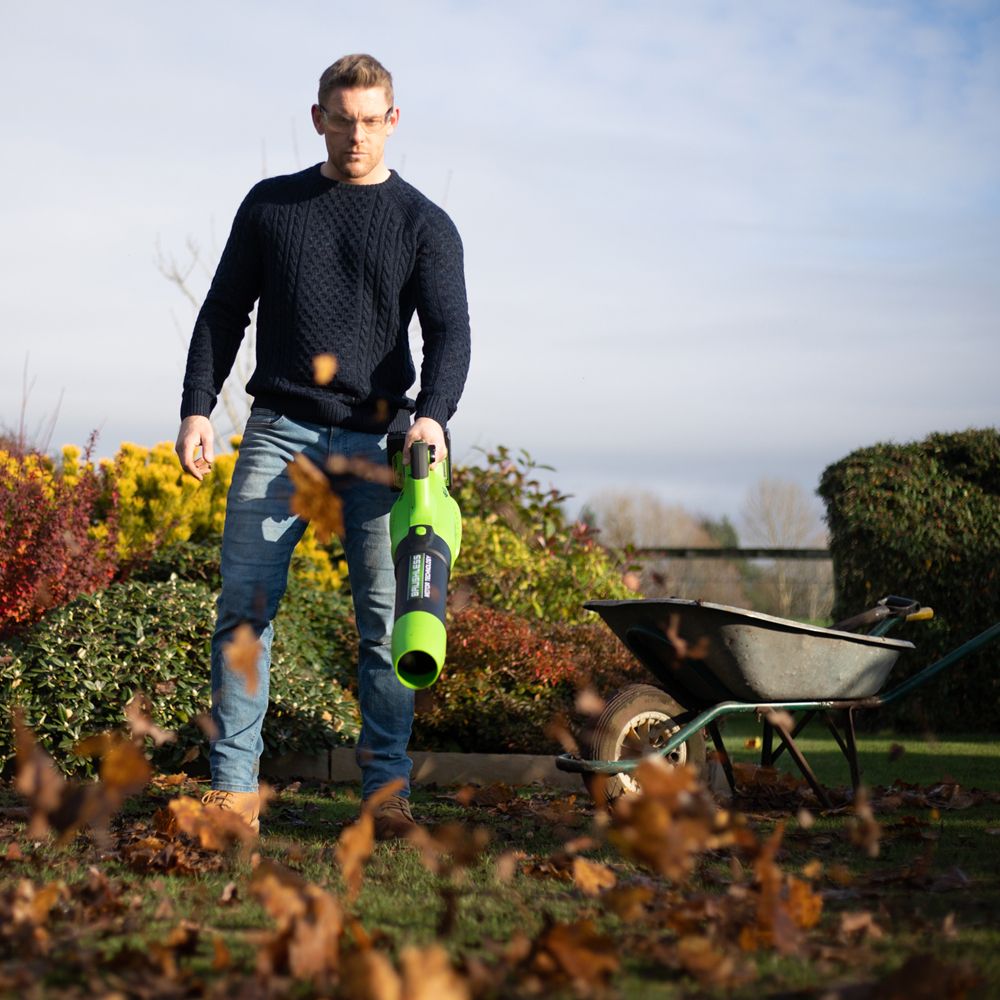 Greenworks 48V 110MPH Cordless Blower (2 x 4AH Batteries & 2A Dual Port Charger) 0841821067694