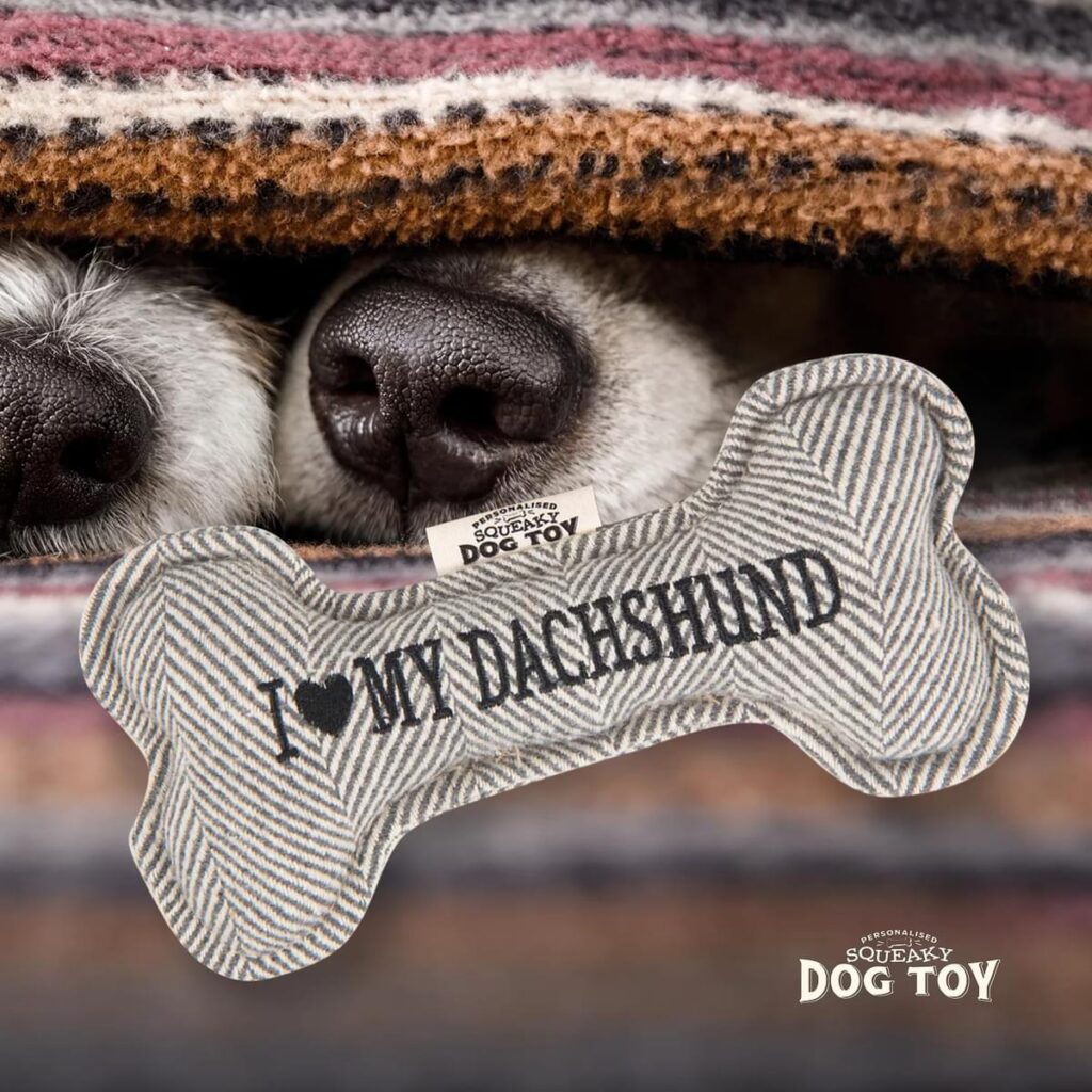 Personalised Squeaky Dog Toy – I love my Dachsund 886767682198 2