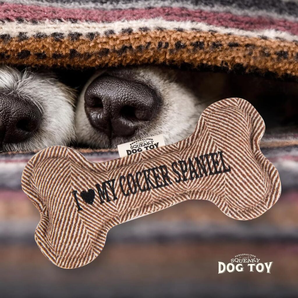 Personalised Squeaky Dog Toy – I love my Cocker Spaniel 886767682235 2