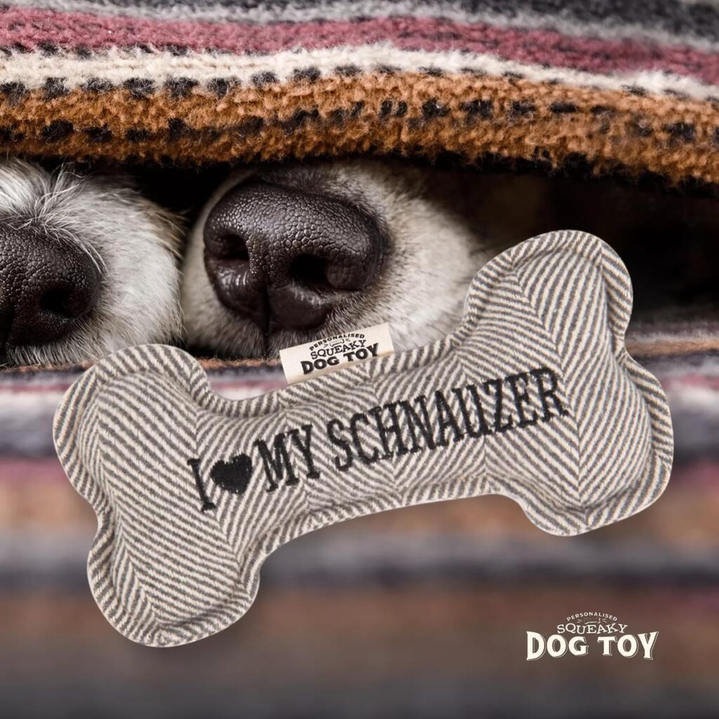 Personalised Squeaky Dog Toy – I love my Schnauzer 886767682297 2