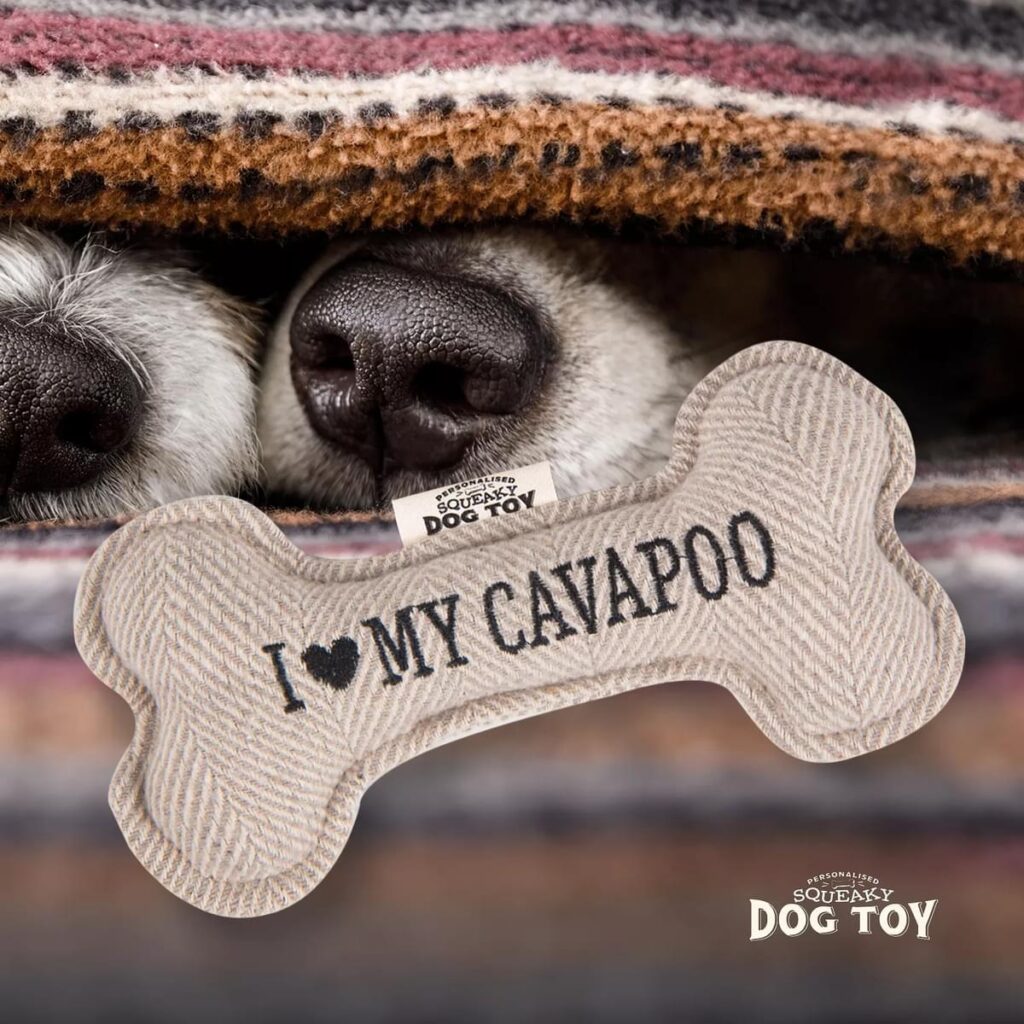 Personalised Squeaky Dog Toy – I love my Cavapoo 886767682372 2