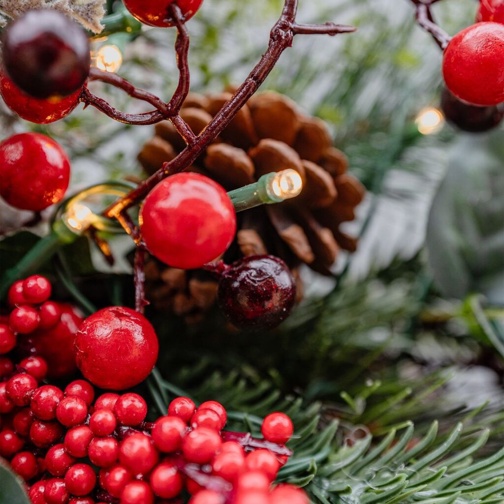 BOSK Cedar Berry 26″ Christmas Wreath With 50 8 Function Lights 5061064663728 2