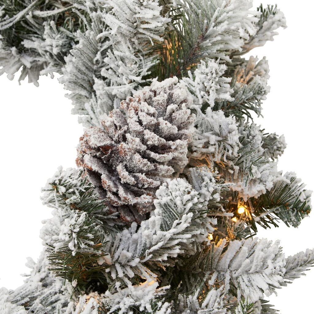 BOSK Frosted Winterfold 26″ Christmas Wreath With 50 Warm White Lights 5061030167762 2