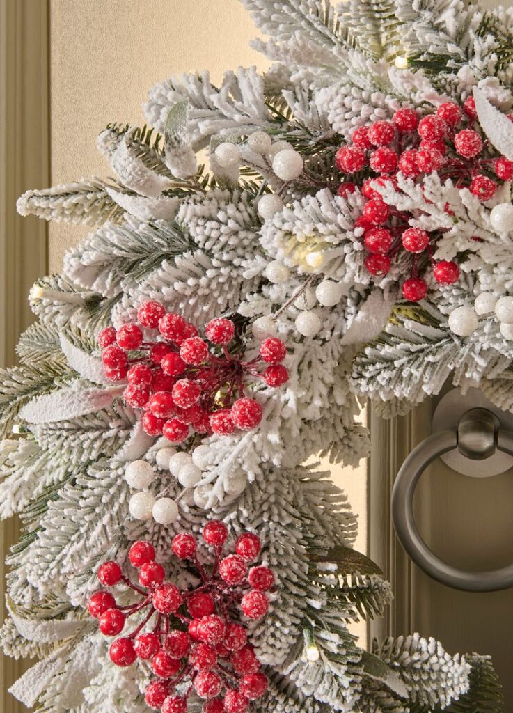 BOSK Frosted Mixed Berry 26″ Christmas Wreath With 50 Warm White Lights 5061030164709 2