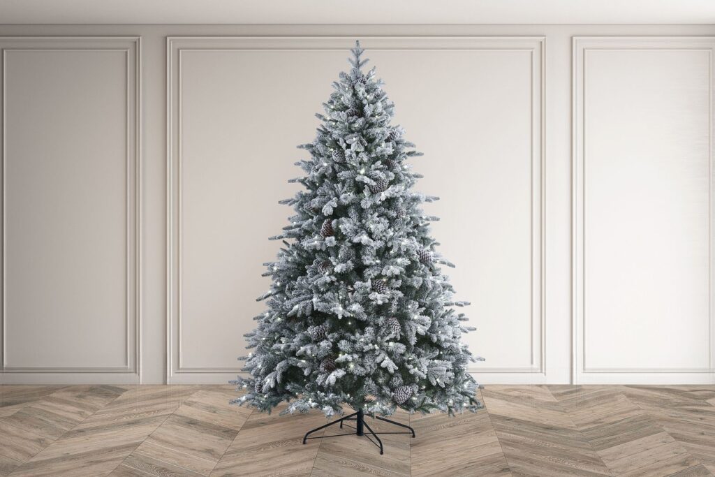 BOSK Frosted Winterfold Fir – 6.5ft Christmas Tree With 450 Warm White Leds 5061030168622 2