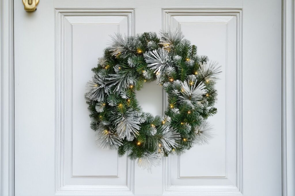 BOSK Iced Pine 26″ Christmas Wreath With 50 Warm White Lights 5061064663285 2