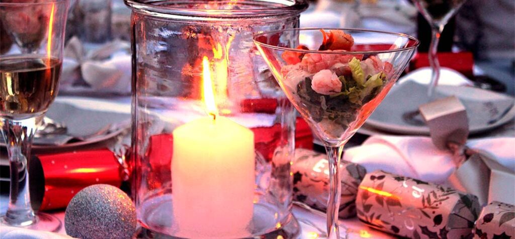 white christmas theme candle in a glass