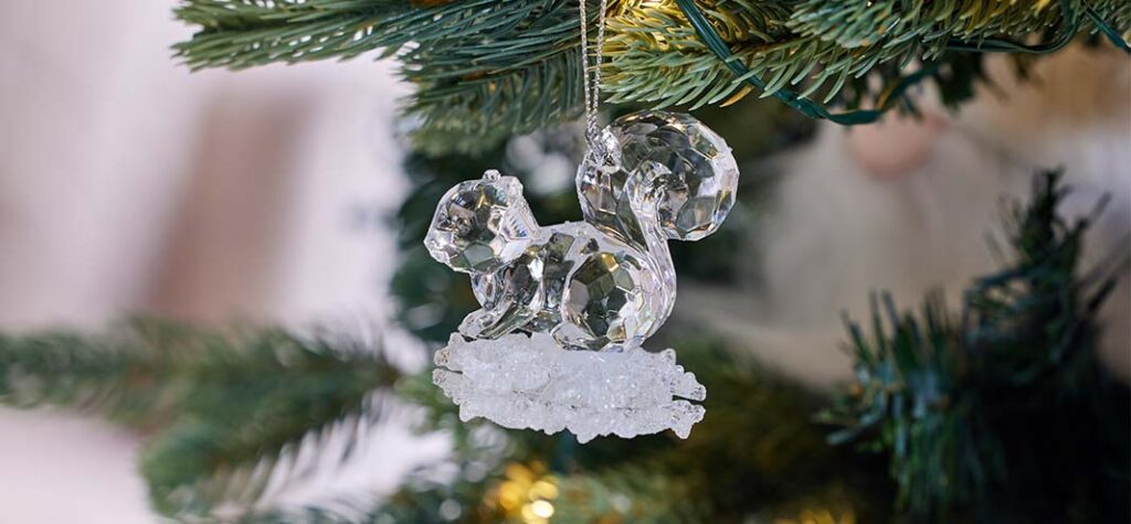 white christmas theme crystal squirrel ornament