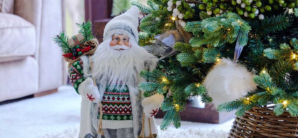 white christmas theme santa ornament